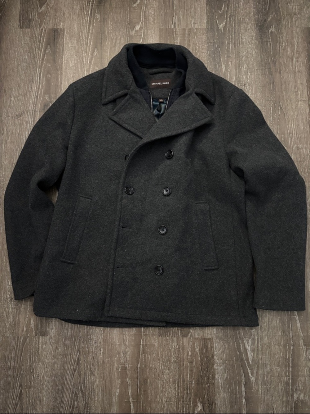 Michael Kors Men's Dark Gray Double-Breasted Peacoat